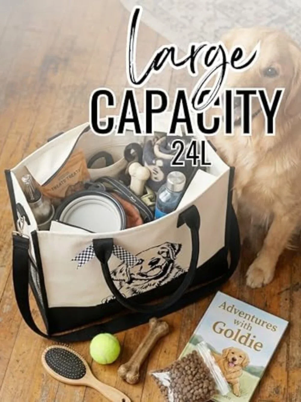 Golden Retriever Tote Bag for Women | Canvas, Zipper Closure, Stylish & Durable